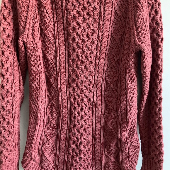 L.L.Bean Signature Cotton Fisherman Tunic Sweater Burgundy Maroon XS - Picture 3 of 10